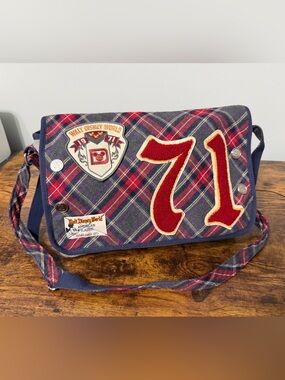 Walt Disney World 1971 American Classic Plaid Patch Messenger Bag Gray
